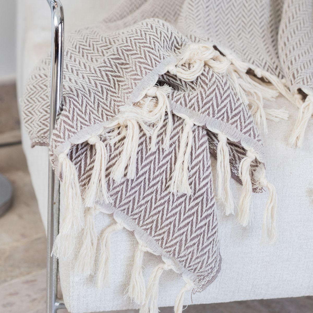 Plaid laine taupe ASPEN - 130x170 cm