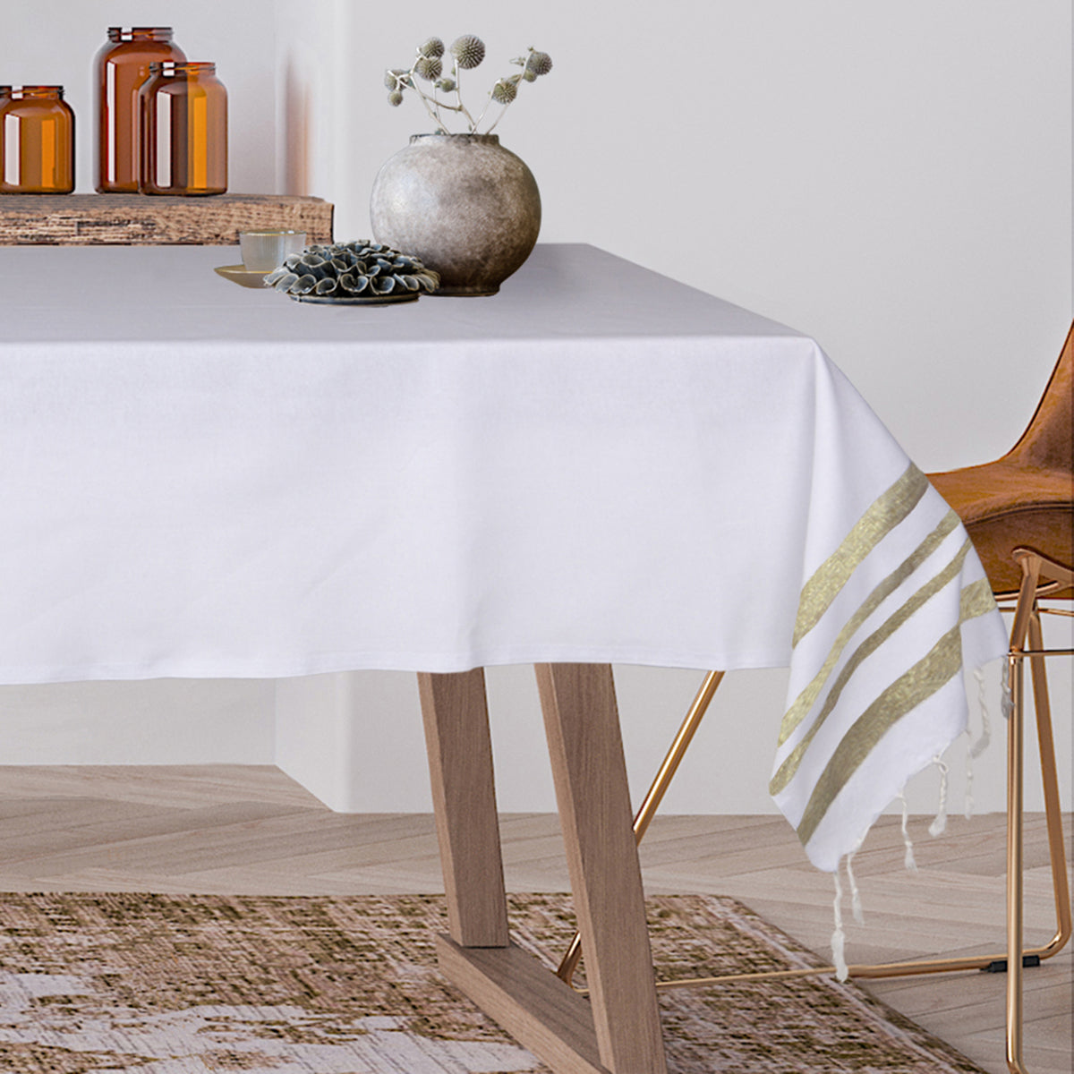 Nappe carrée coton HAMPTONS 170x170 - febronie.com