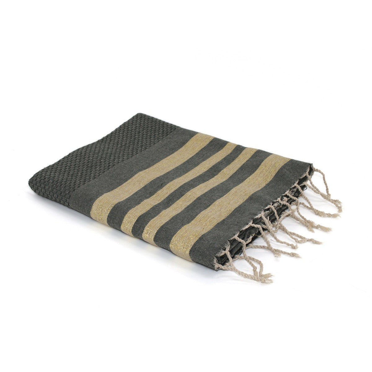 Fouta nid d'abeille lurex coton HAMPTONS 100x200 - febronie.com