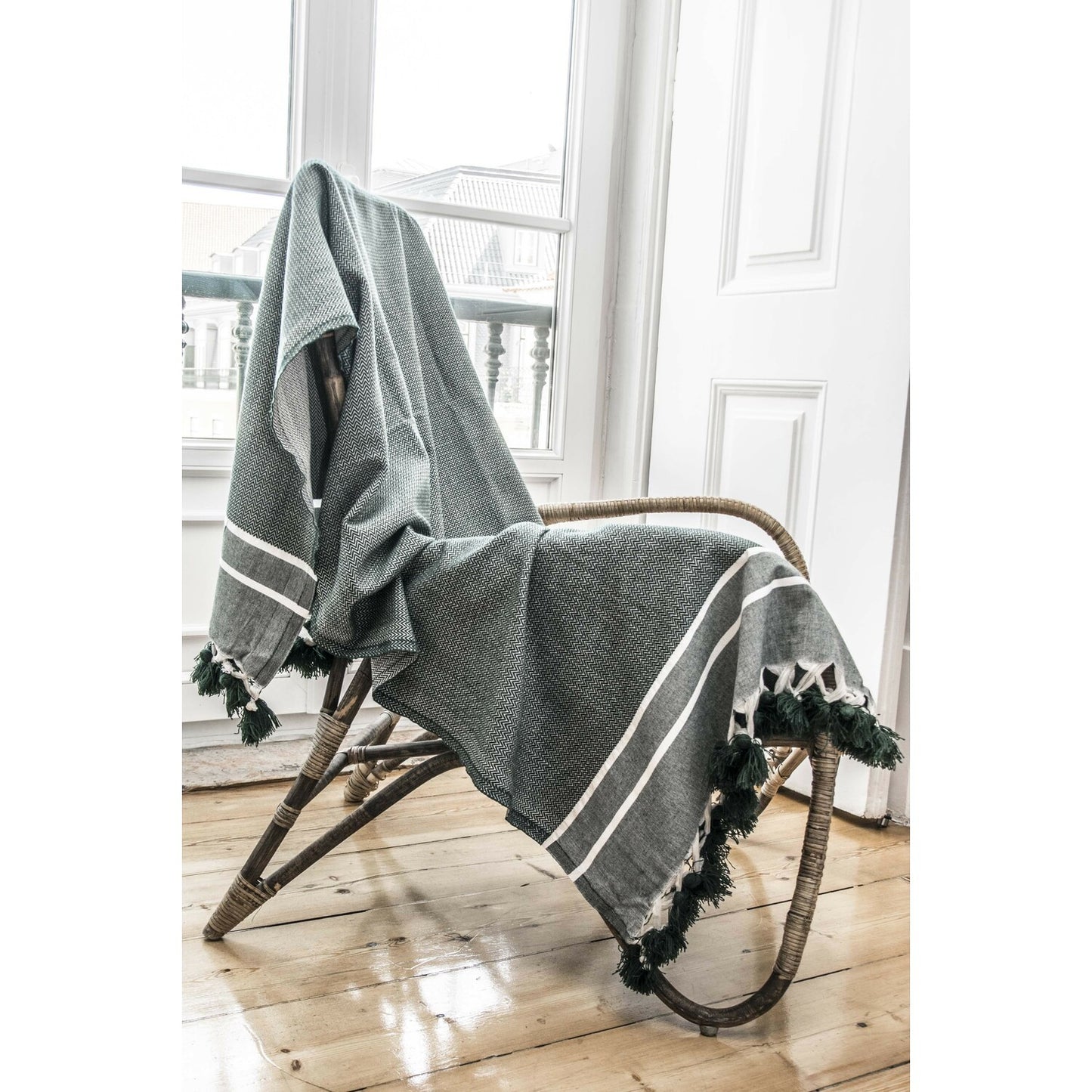 Plaid coton vert kaki STOCKHOLM