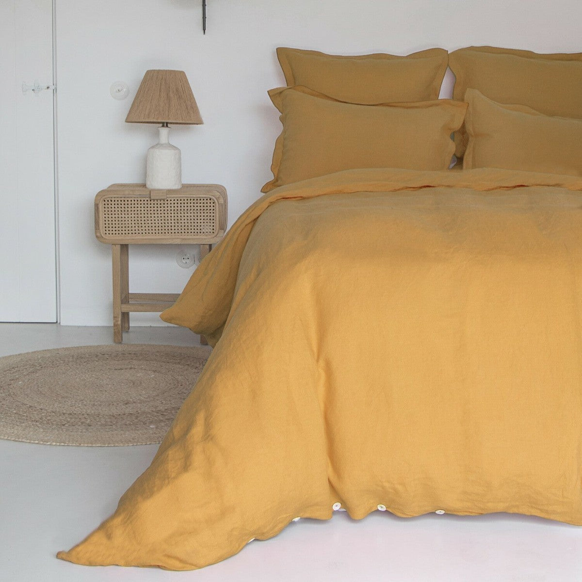 Set + pillowcase 80x80 washed linen saffron HORTENSE