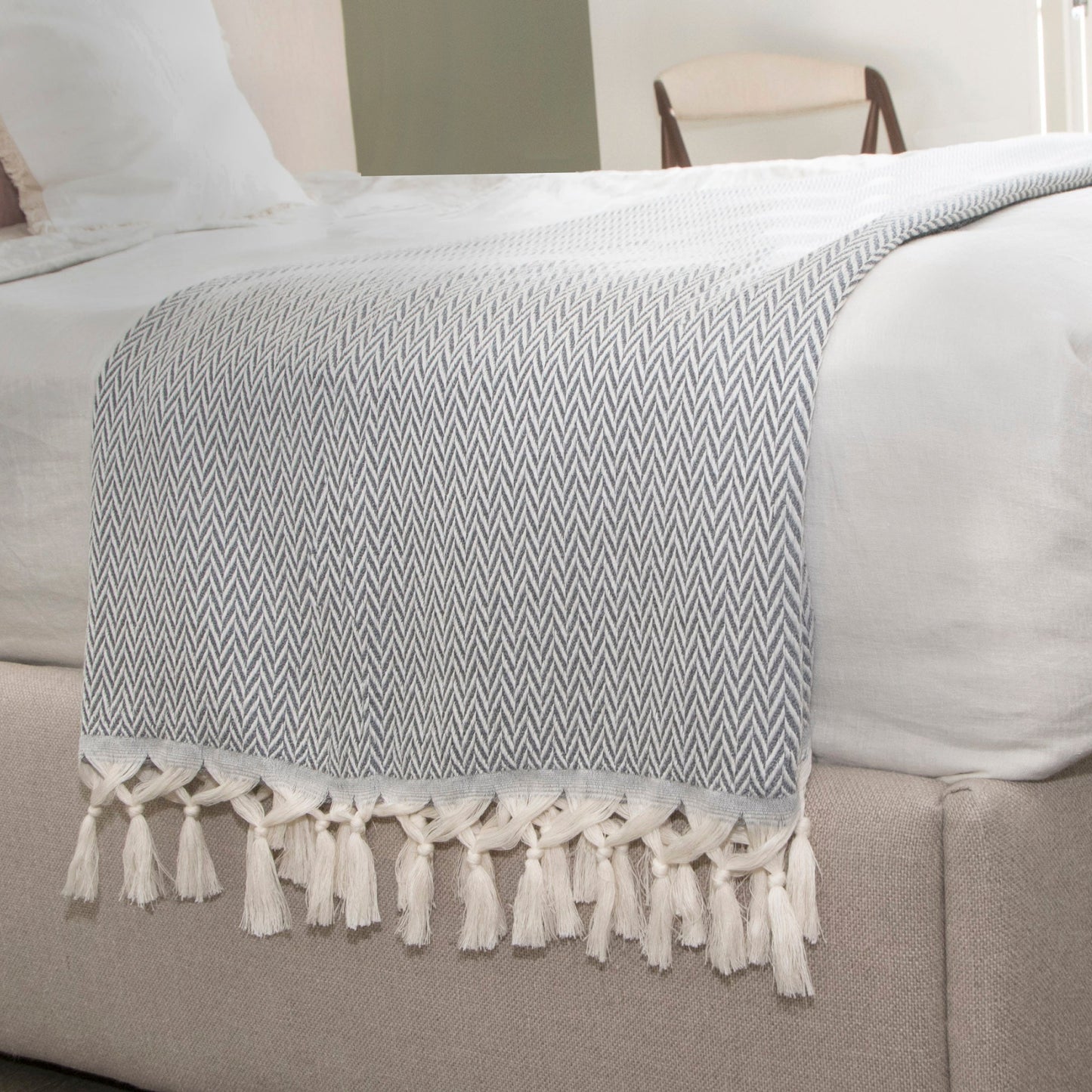 Plaid laine gris chiné ASPEN febronie.com