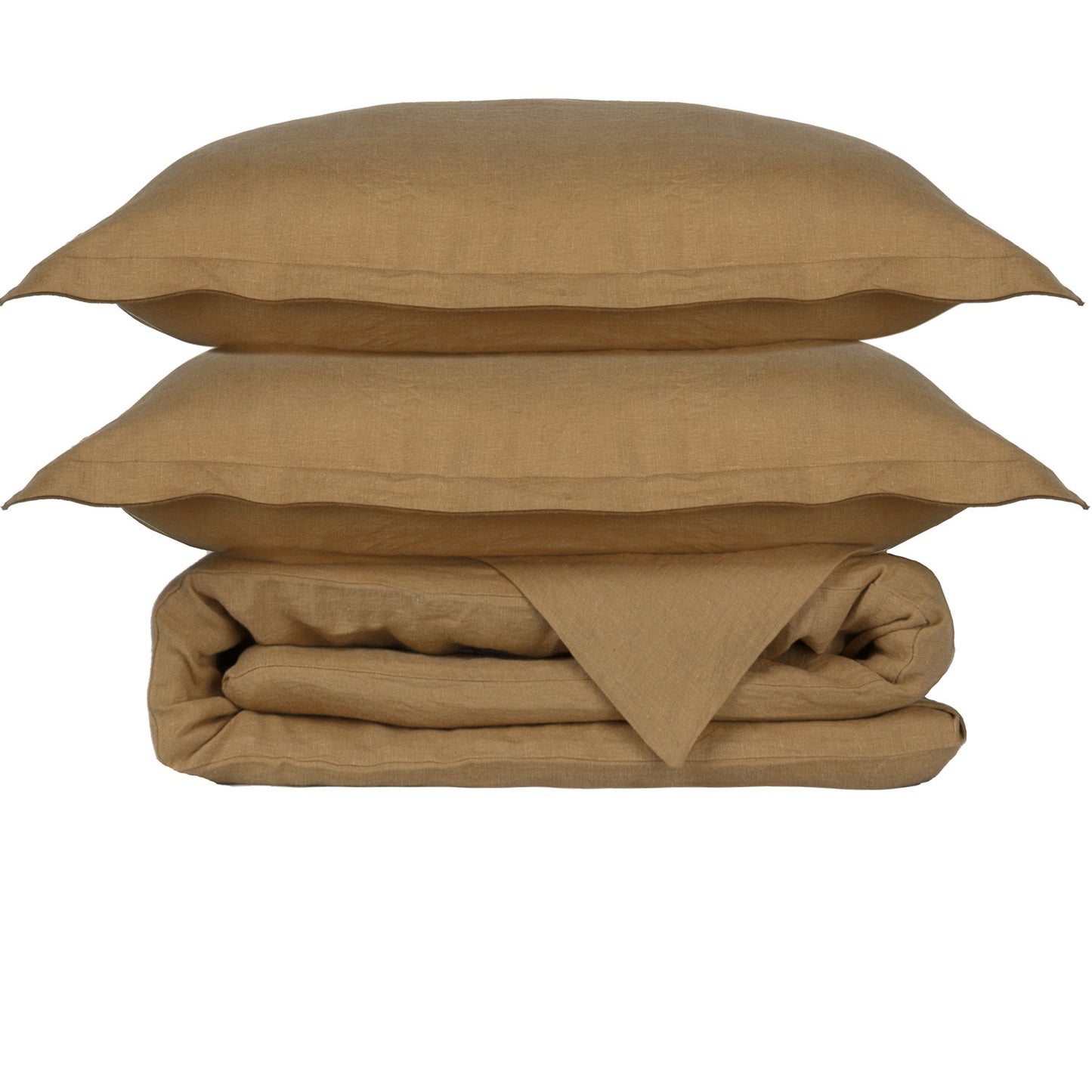 Set + federe 65x65 lino lavato caramello HORTENSE