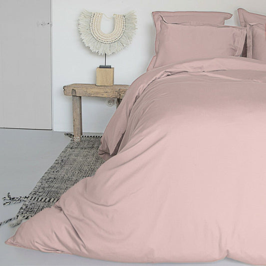 Parure de lit satin de coton rose argile JULIA