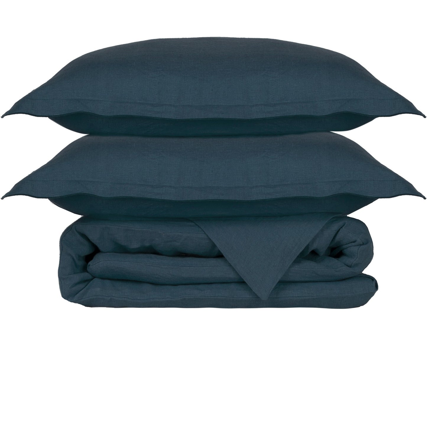 Parure + taies 65x65 lin lavé indigo HORTENSE