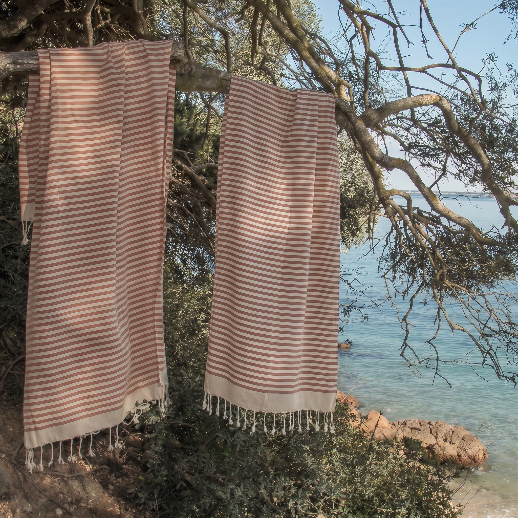 Duo de foutas de plage FEBRONIE — lot de 2 foutas en coton premium