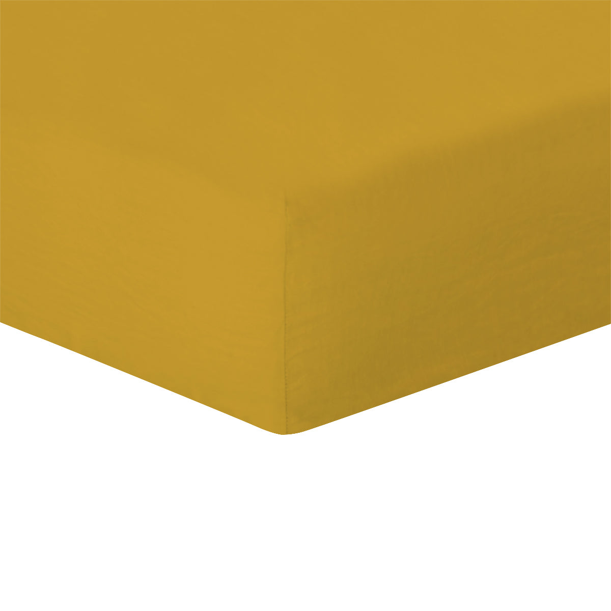Drap housse lin lavé moutarde HORTENSE - 200x200x40 - febronie.com