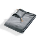 Chemin de lit velours de coton 90x200 DANUBE - bleu orage