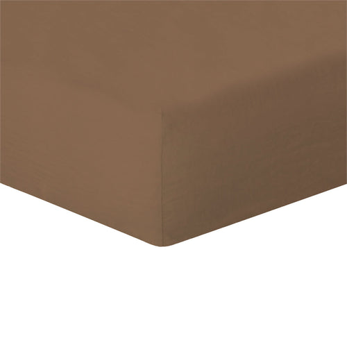 Drap housse lin lavé caramel HORTENSE - 200x200x40 - febronie.com