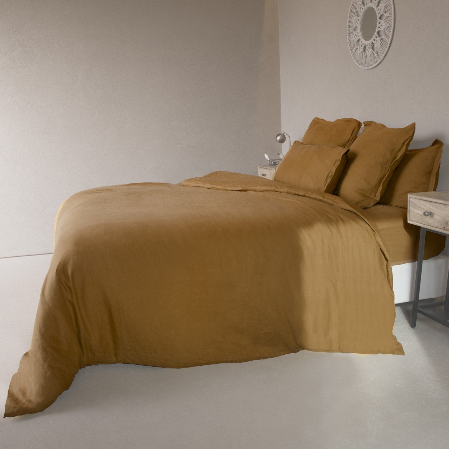 HORTENSE washed linen flat sheet 240x300