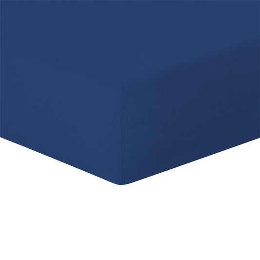 Drap housse lin lavé bleu indigo HORTENSE - febronie.com