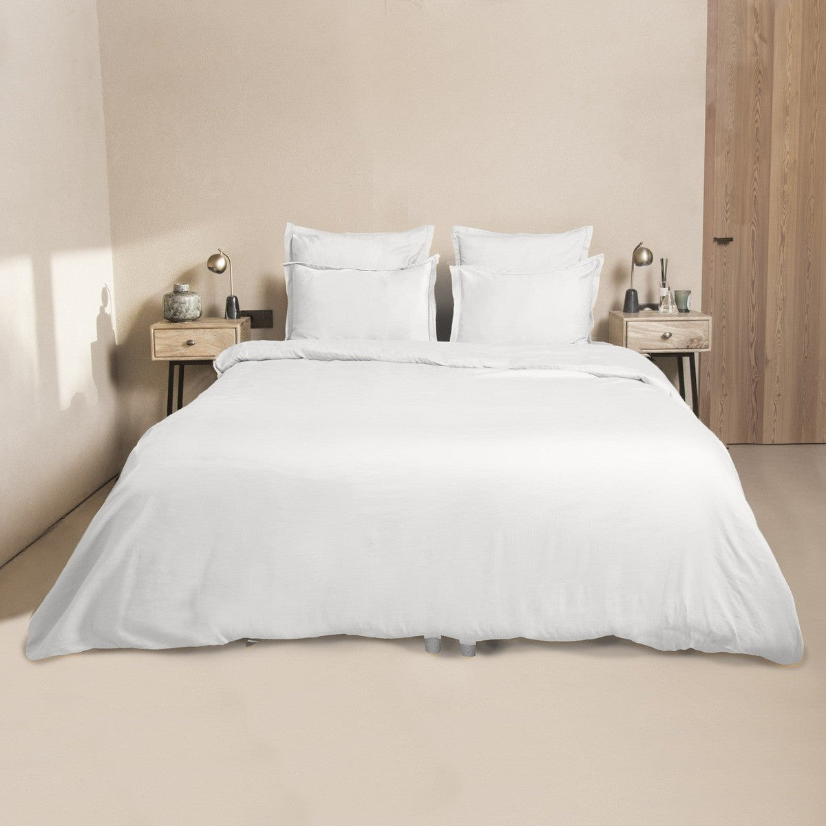 Housse de couette satin de coton blanc JULIA