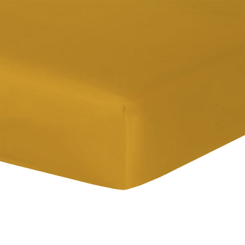Drap housse satin de coton moutarde JULIA - 200x200x40 - febronie.com