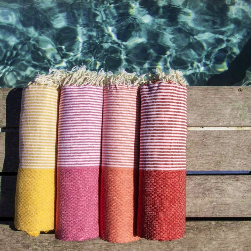 Fouta nid d'abeille coton 100x200 IBIZA    febronie.com