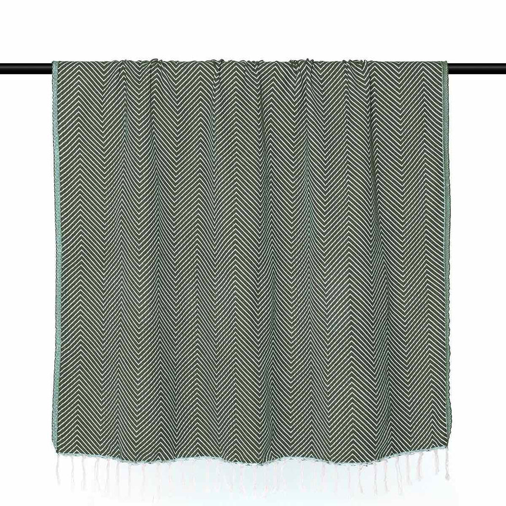 Plaid coton vert kaki AMSTERDAM    febronie.com