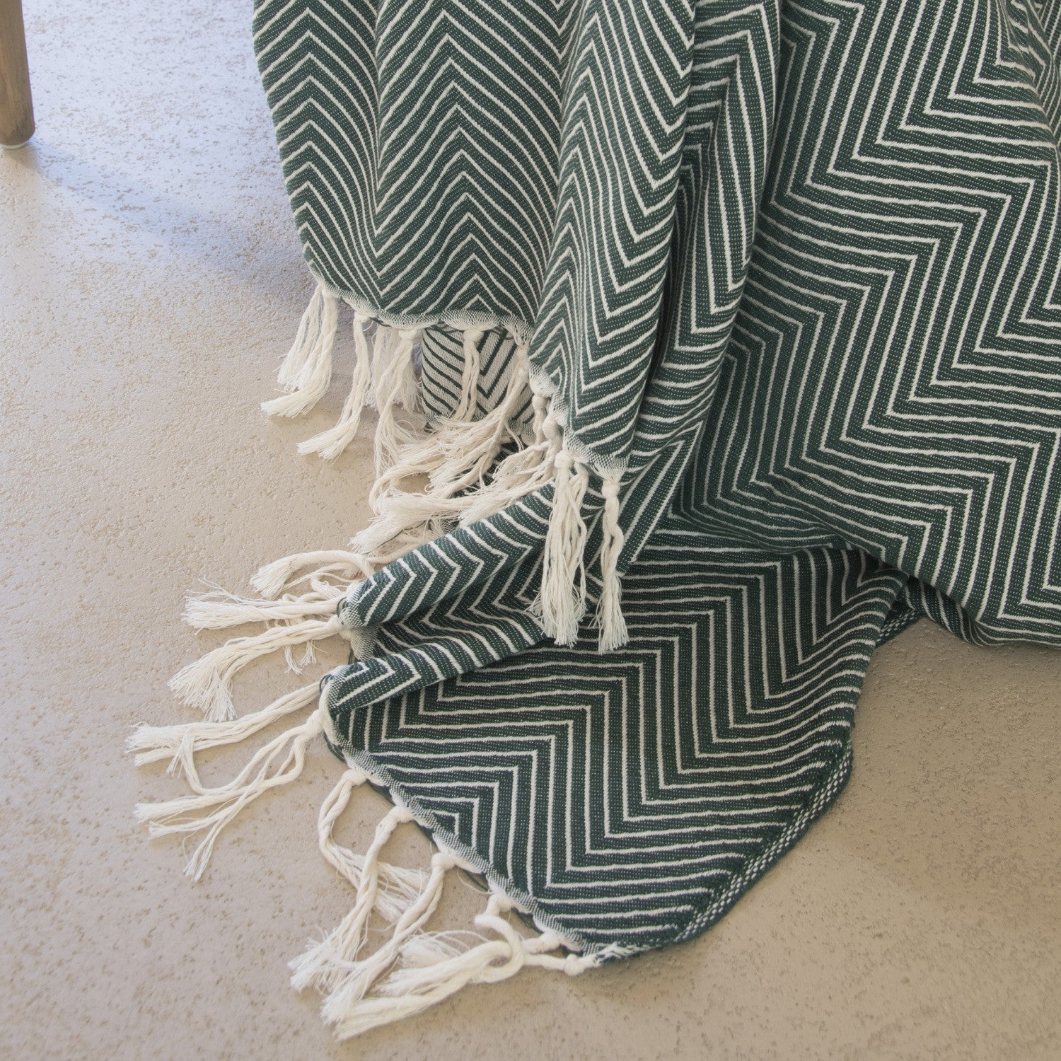 Plaid coton vert kaki AMSTERDAM    febronie.com