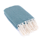 Plaid coton bleu pétrole AMSTERDAM    febronie.com