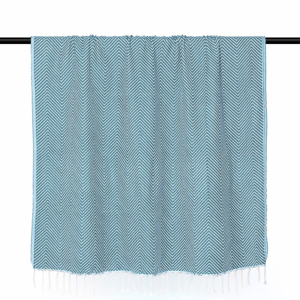 Plaid coton bleu pétrole AMSTERDAM    febronie.com