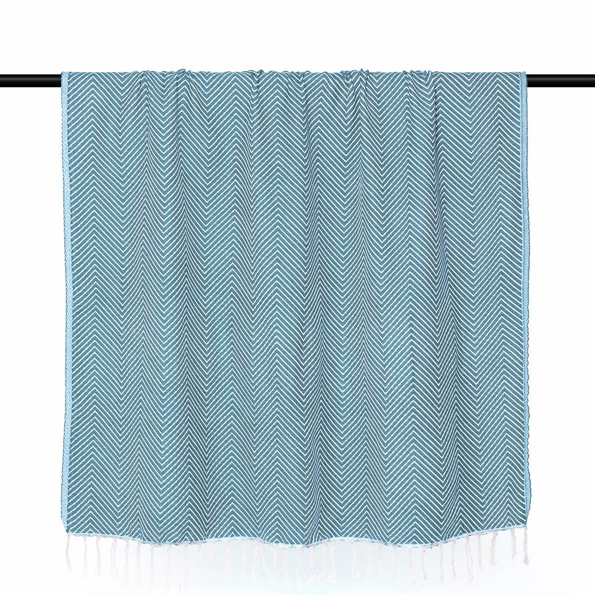 Plaid coton bleu pétrole AMSTERDAM    febronie.com