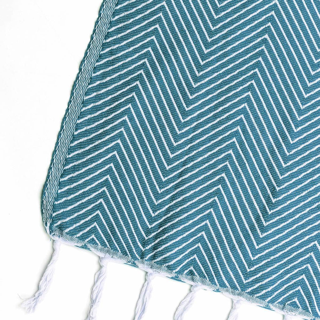 Plaid coton bleu pétrole AMSTERDAM    febronie.com