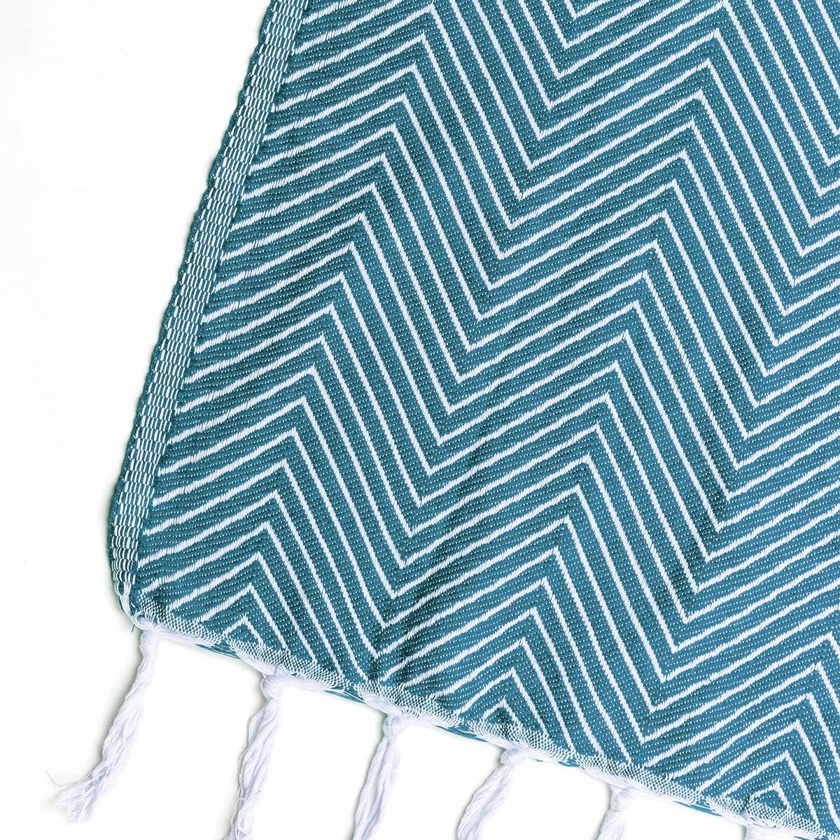 Plaid coton bleu pétrole AMSTERDAM    febronie.com