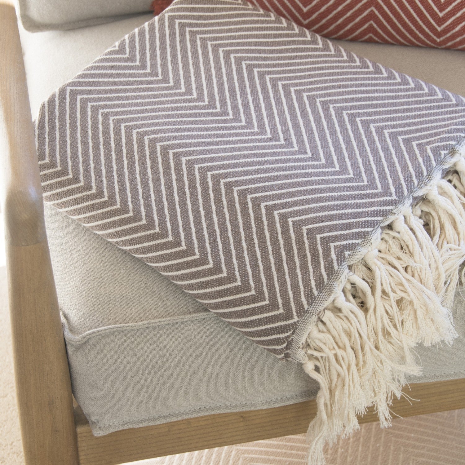 Plaid coton taupe AMSTERDAM    febronie.com