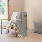 Plaid coton gris moyen AMSTERDAM    febronie.com