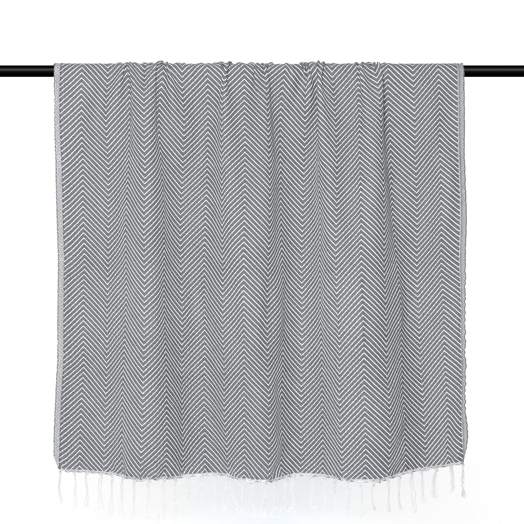 Plaid coton gris moyen AMSTERDAM    febronie.com