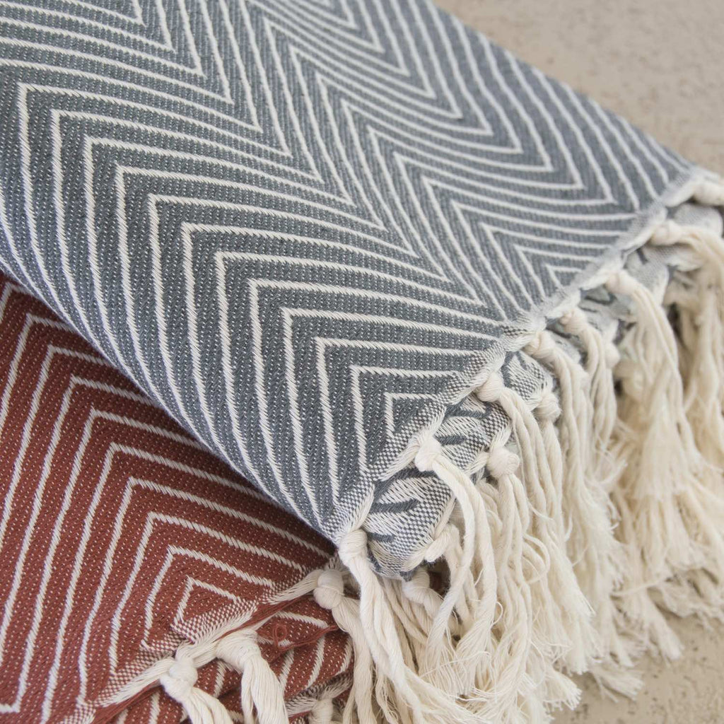 Plaid coton gris moyen AMSTERDAM    febronie.com