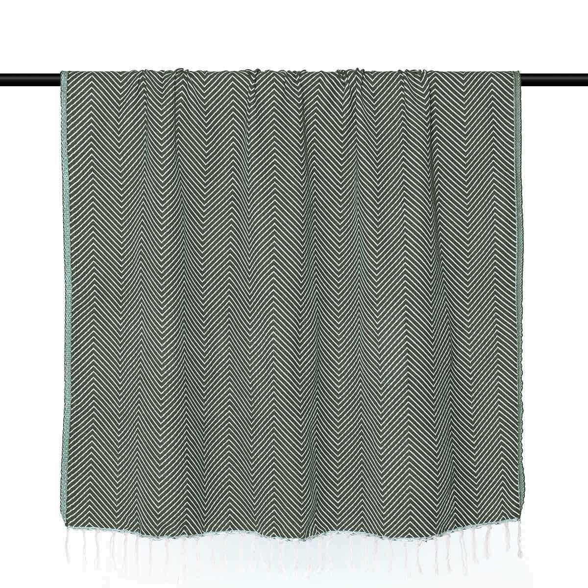 Plaid coton vert kaki AMSTERDAM    febronie.com