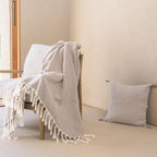 Plaid coton taupe clair AMSTERDAM    febronie.com