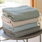 Plaid coton taupe clair AMSTERDAM    febronie.com