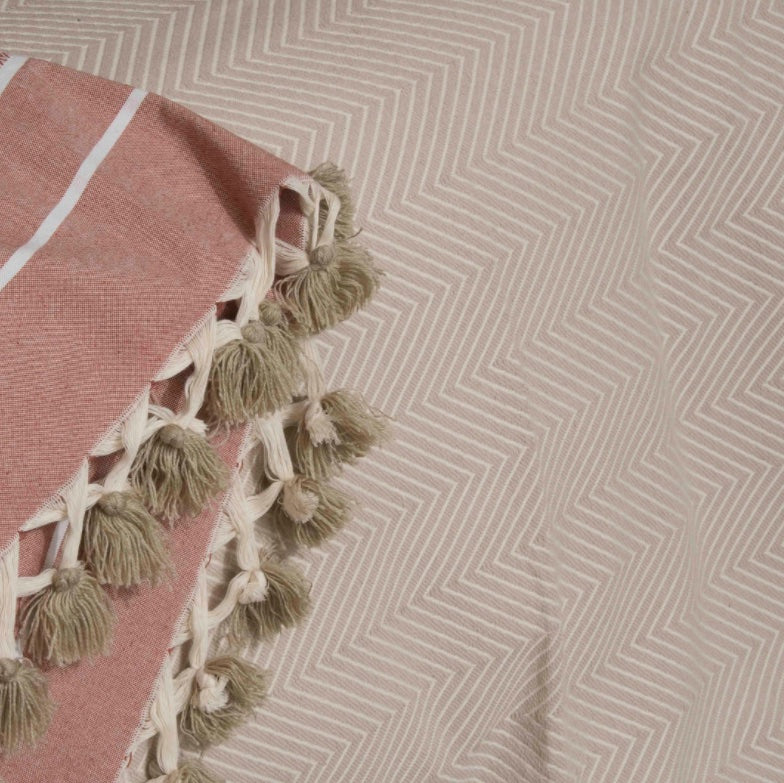 Plaid coton taupe clair AMSTERDAM    febronie.com