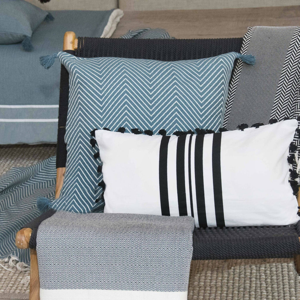 Housse de coussin coton 50x50 AMSTERDAM bleu pétrole