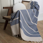 Plaid coton bleu marine LIV    febronie.com