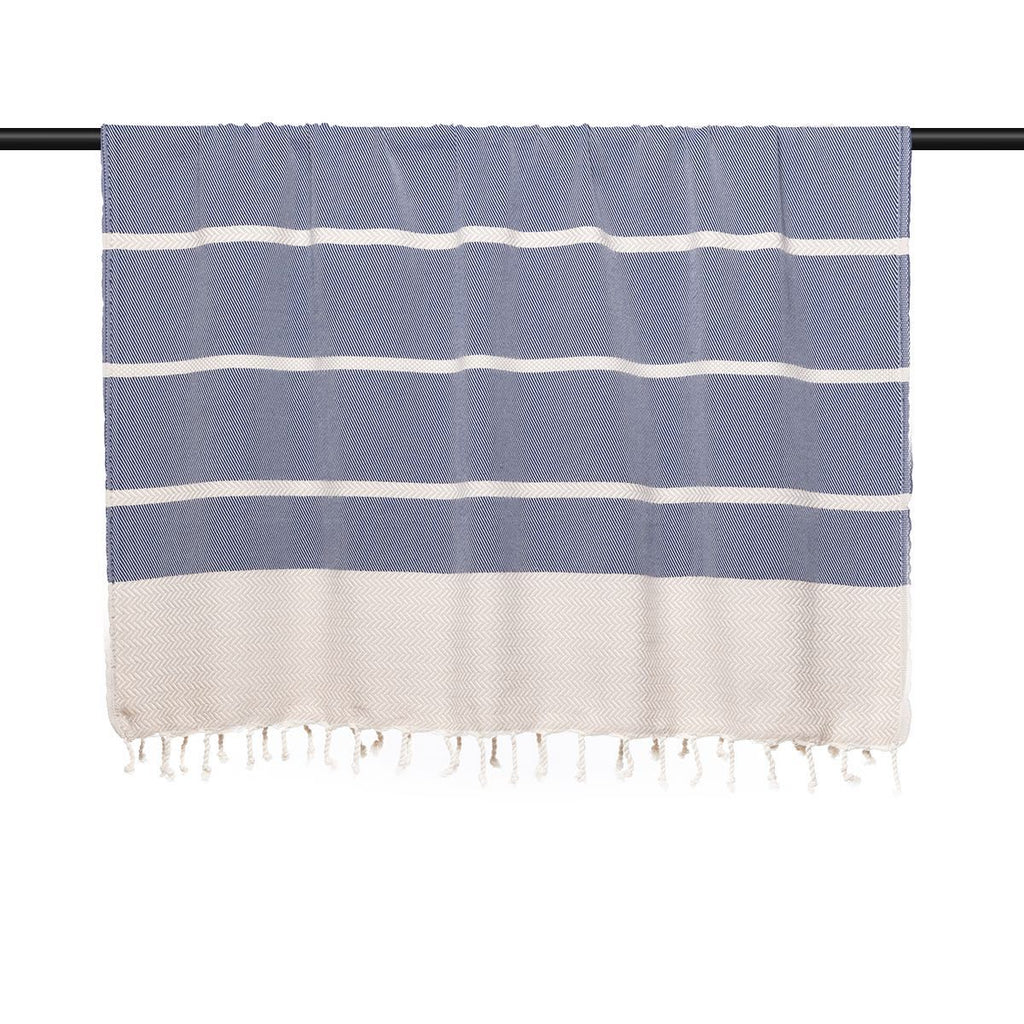 Plaid coton bleu marine LIV    febronie.com