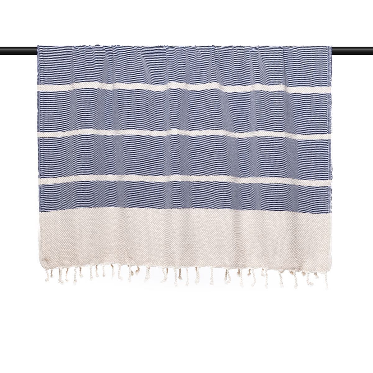 Plaid coton bleu marine LIV    febronie.com