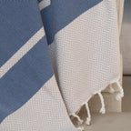 Plaid coton bleu marine LIV    febronie.com