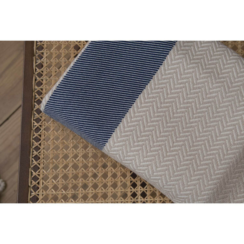 Plaid coton bleu marine LIV    febronie.com