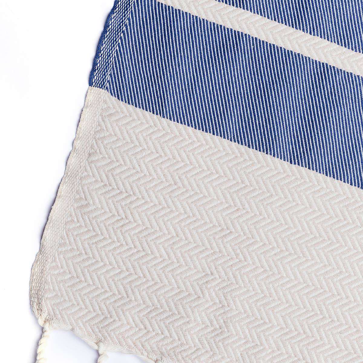 Plaid coton bleu marine LIV    febronie.com