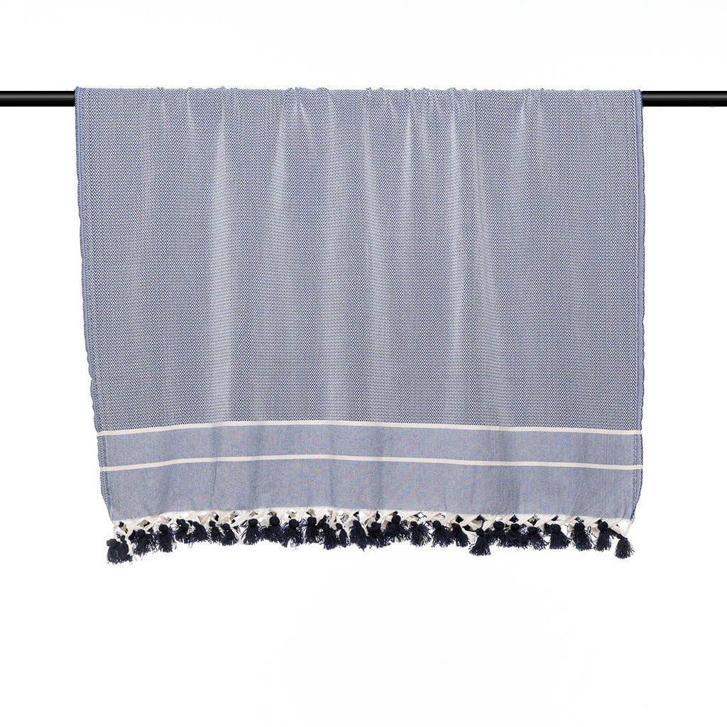 Plaid coton bleu marine STOCKHOLM    febronie.com