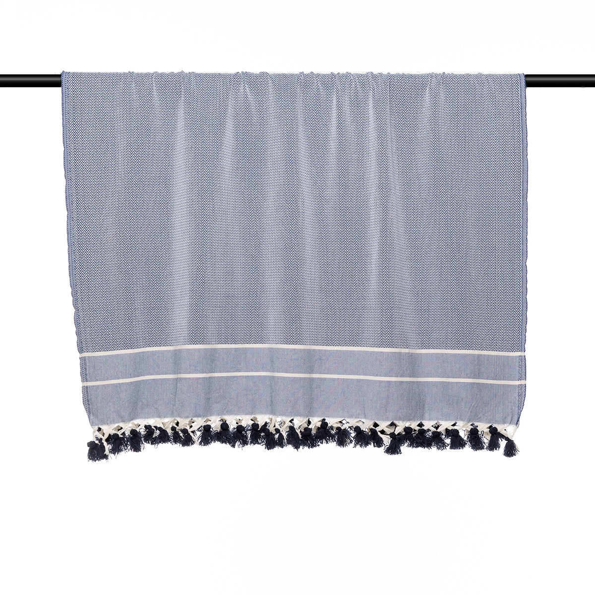 Plaid coton bleu marine STOCKHOLM    febronie.com