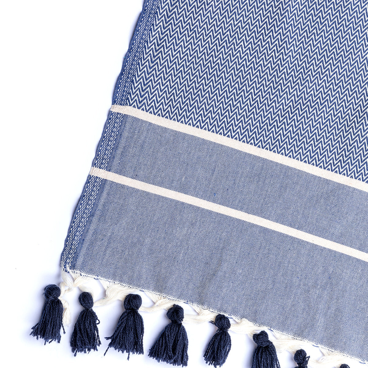Plaid coton bleu marine STOCKHOLM    febronie.com