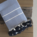 Plaid coton bleu marine STOCKHOLM    febronie.com