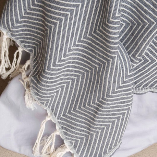 Plaid coton gris moyen AMSTERDAM    febronie.com