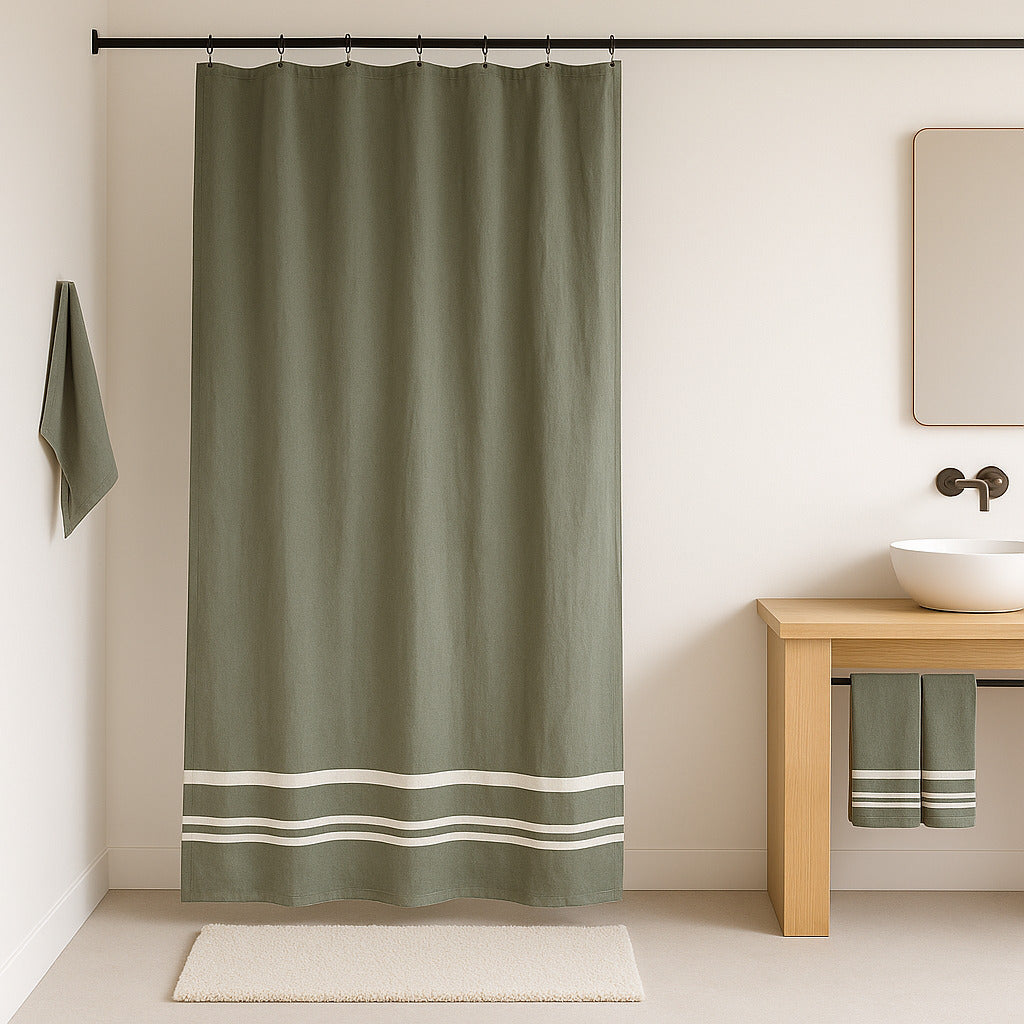 Panneau de rideau coton 180x200 MAHDIA - vert olive