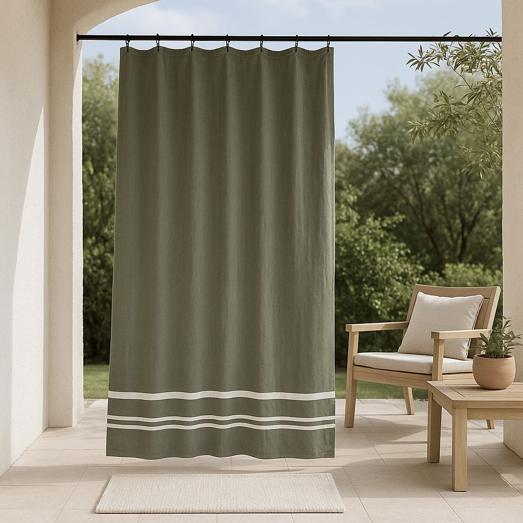 Panneau de rideau coton 180x200 MAHDIA - vert olive