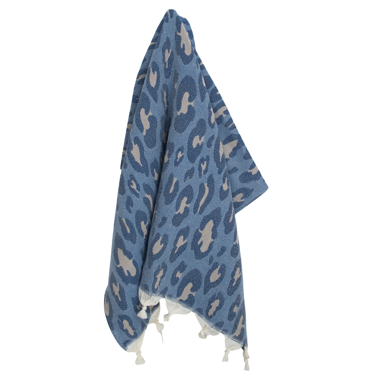 Fouta jacquard coton 100x200 LEOPARD - bleu