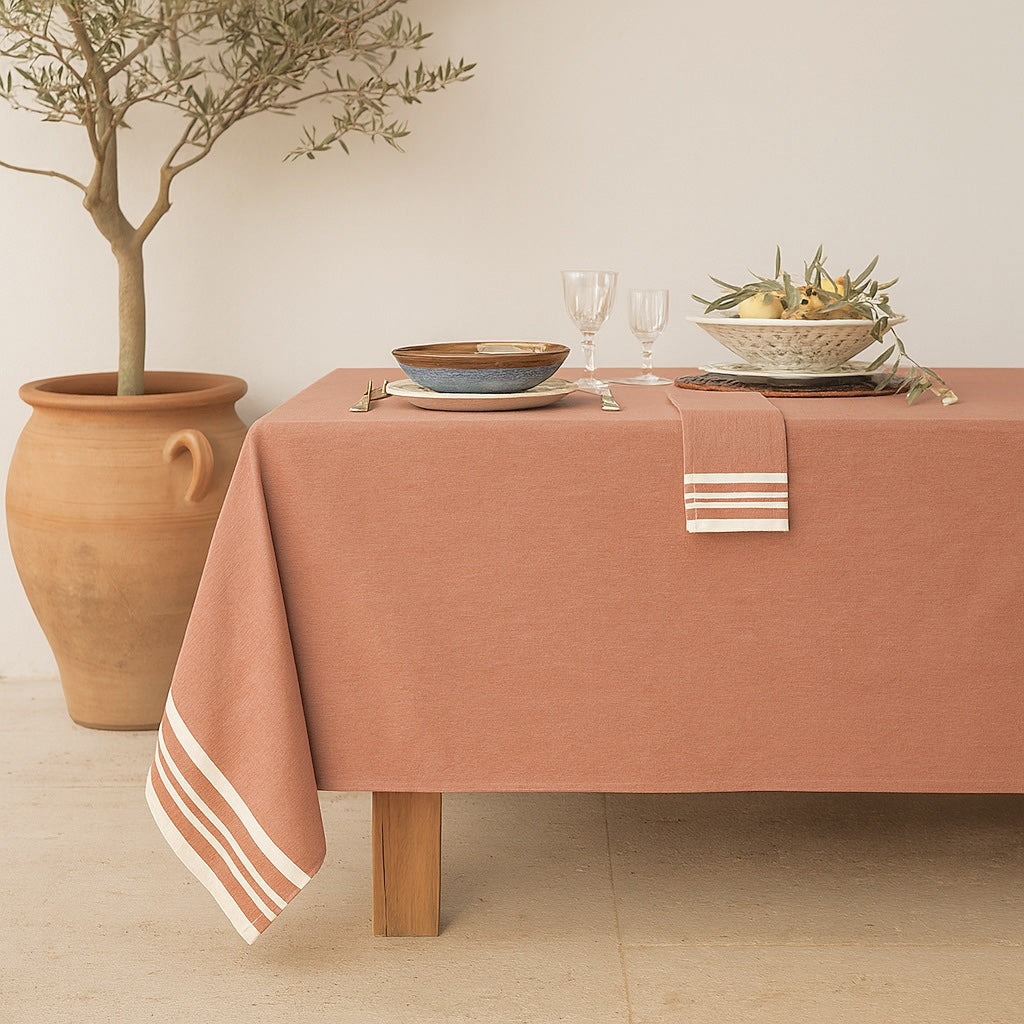 Nappe + 8 serviettes coton 180x350 MAHDIA