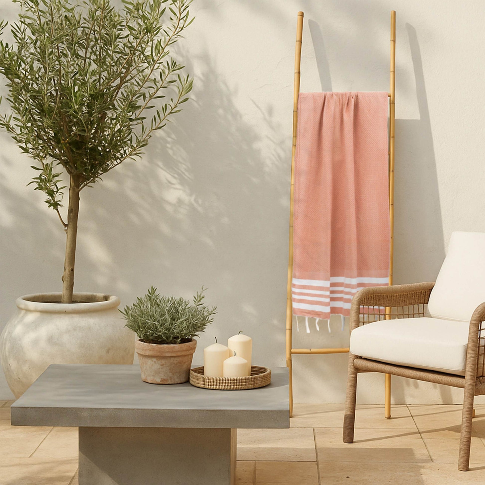 Fouta coton 100x200 NEWPORT rose argile